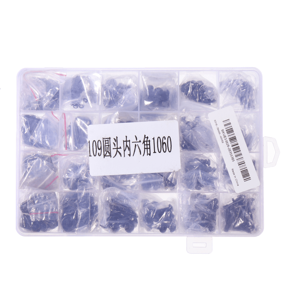 Suleve MXAH1 1060Pcs Alloy Steel 10.9 Grade Hex Socket Button round Head Screws Bolt Assortment Kit M2 M3 M4 M5 - MRSLM