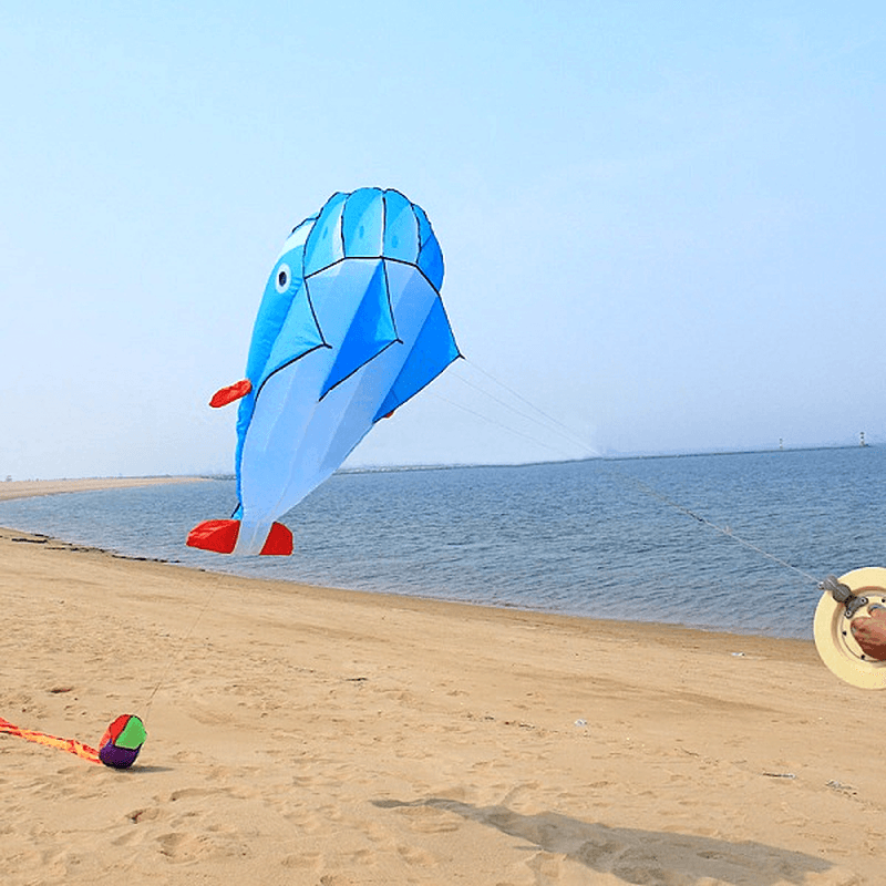 3D Huge Soft Parafoil Blue Dolphin Kite Outdoor Sport Entertainment Kite Frameless - MRSLM