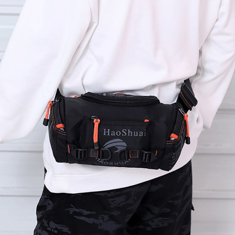 Men Waterproof Outdoor Headphone Plug Crossbody Bag Chest Bag Sling Bag - MRSLM