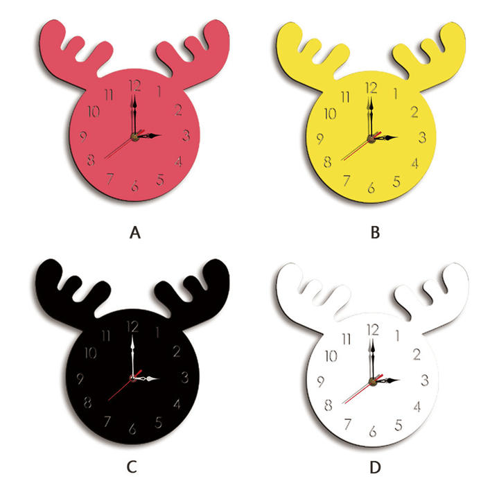 Wapiti Head Creative Wall Clock Living Room Home Cartoon Children'S Clock - MRSLM