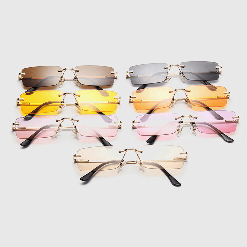 Women Retro Multi-Color Framelss Small Square Fashion Personality UV Protection Sunglasses - MRSLM