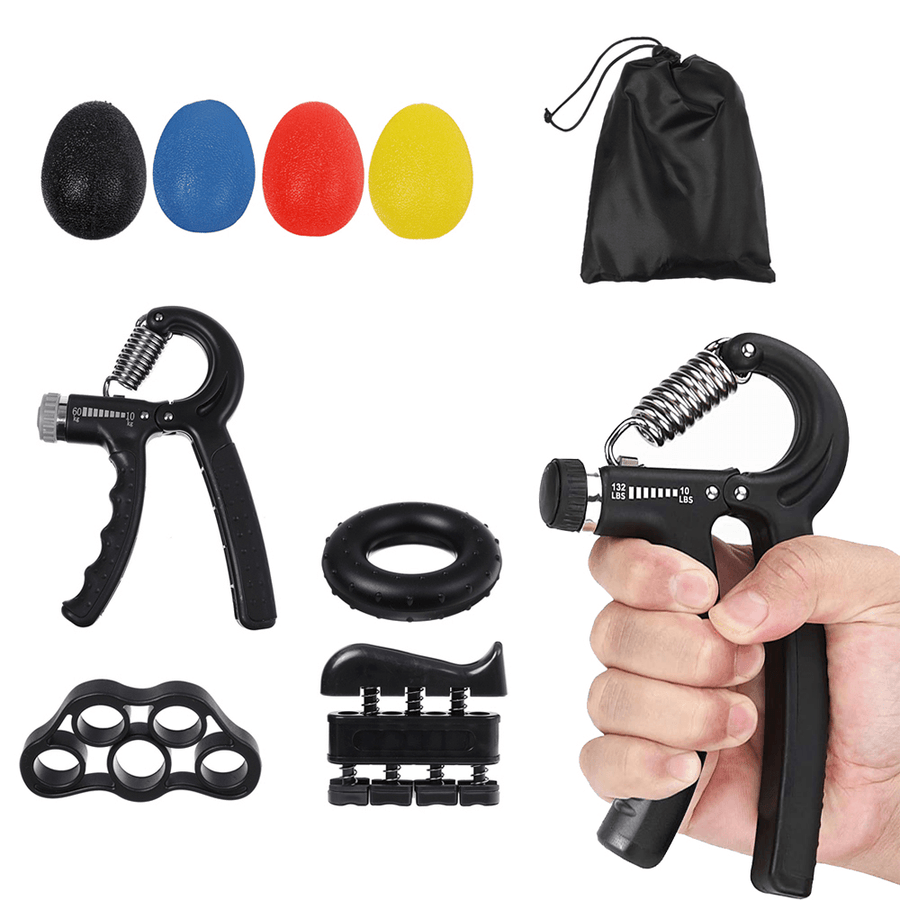 9 Pcs Hand Grip Strengthener Adjustable Hand Gripper Finger Stretcher Resistance Stress Relief Ball Fitness Exercise Tools - MRSLM