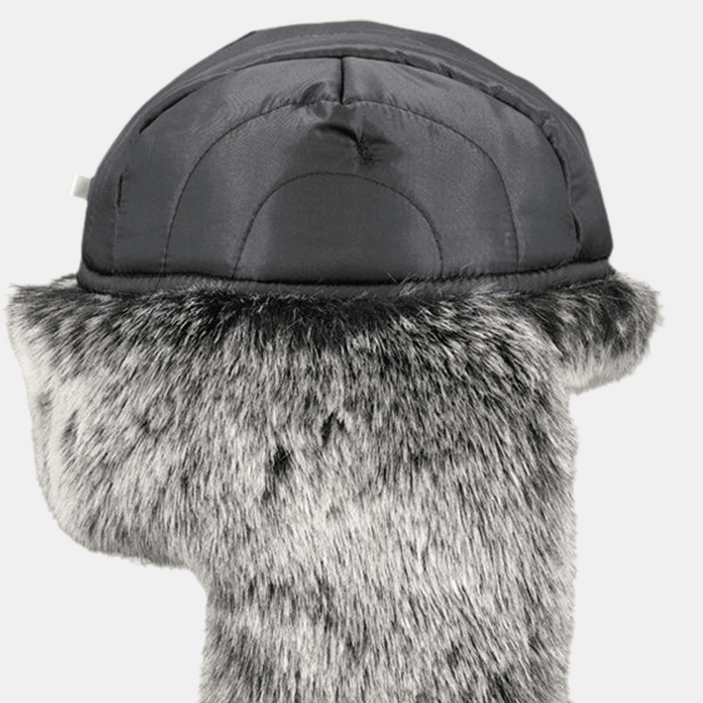 Men Furs Solid Color plus Velvet Thicken Cold Protection Windproof Ear Protection Multiple Wearing Methods Trapper Hat - MRSLM