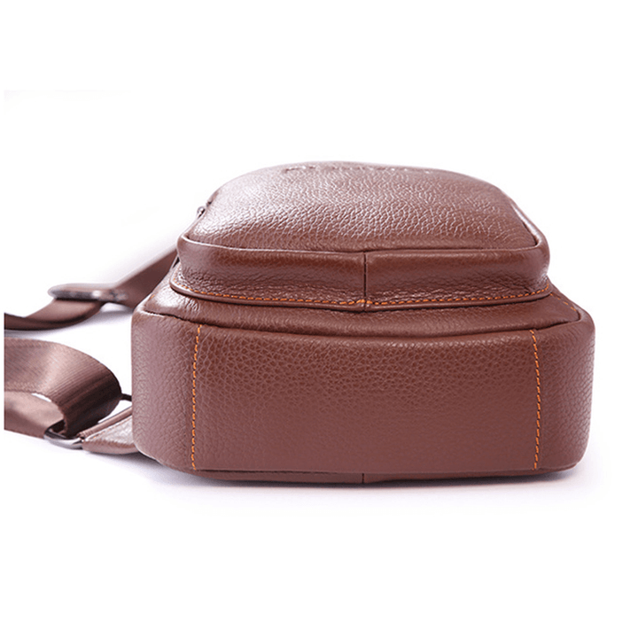 Retro Men Casual Outdoor Sport Genuine Leather Chest Bag Crossbody Bag - MRSLM