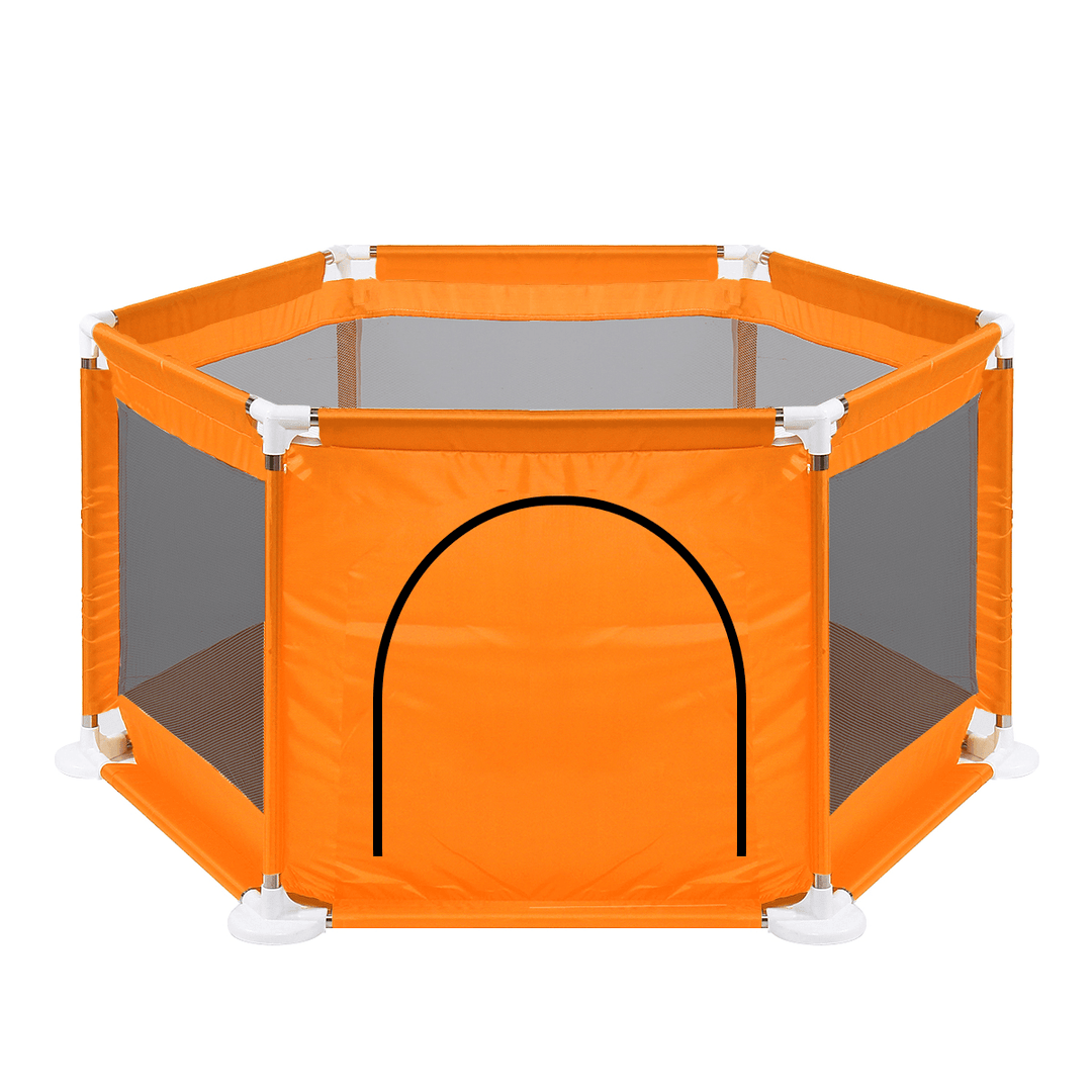 70X66Cm Outdoor Travel 6 Sided Kids Playpen Baby Playing House Interactive Children Toddler Room Play Mat with Safety Gate - MRSLM