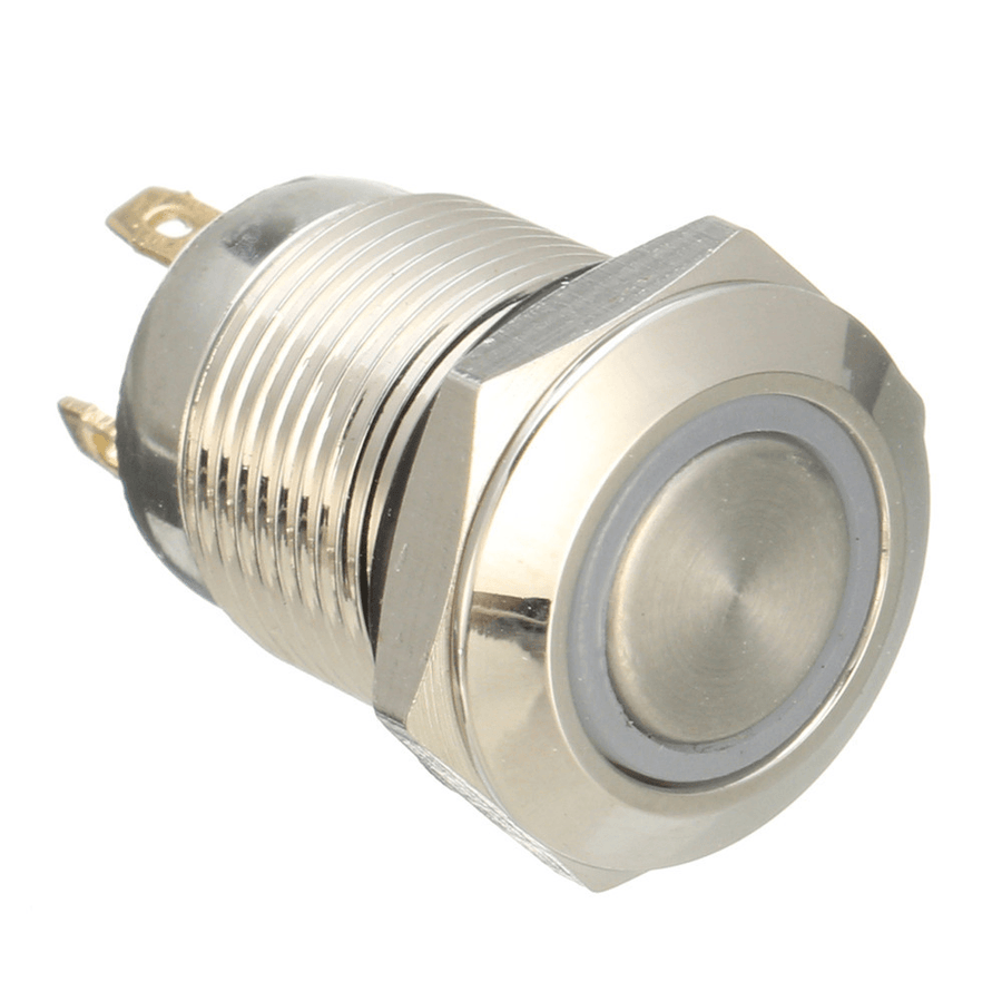 DC 12V 12Mm 4 Pin Momentary Switch Led Light Metal Push Button Waterproof Switch - MRSLM