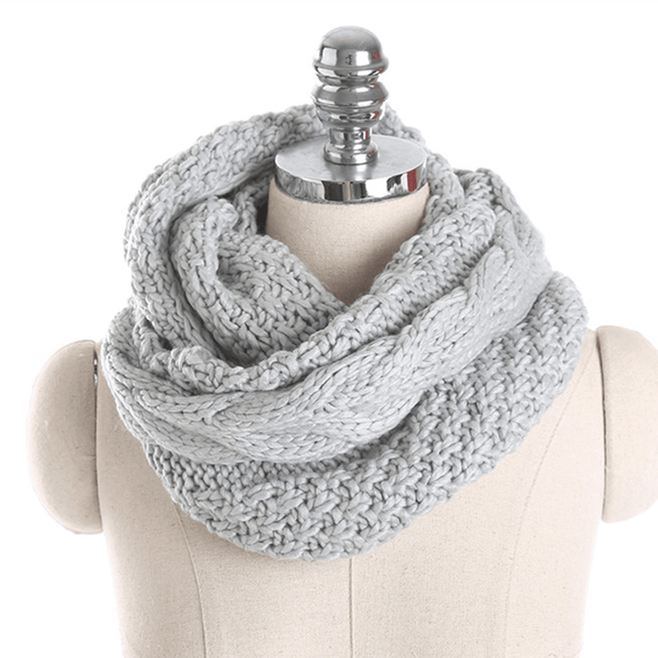 Women Solid Knitted Collar Scarves Warm Neck Scarves - MRSLM