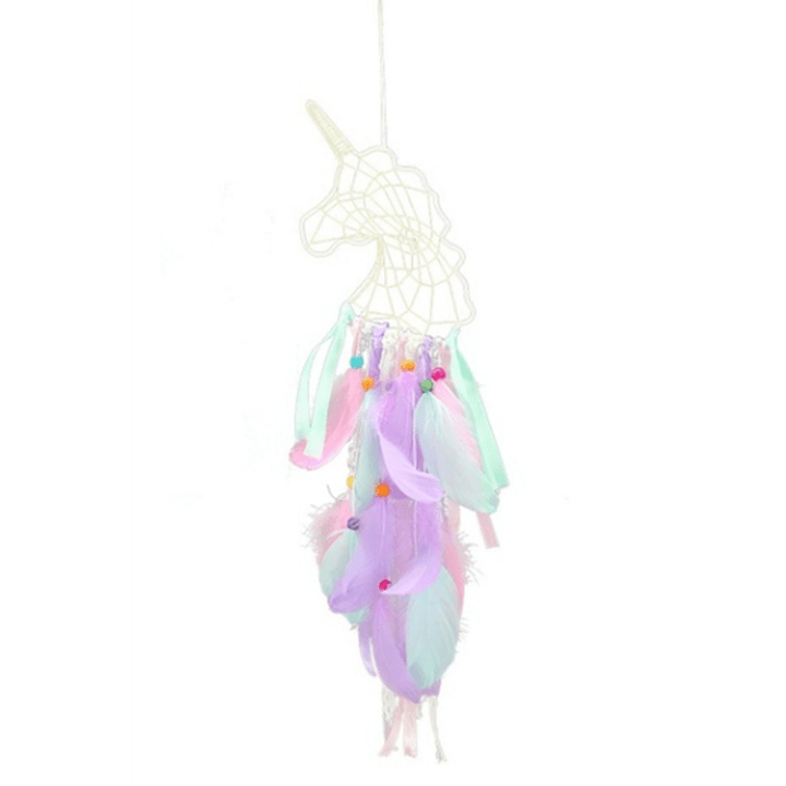 Unicornio Pendant Feather Dream Catcher Indian Crafts Wall Hanging Large Wind Chimes Dream Catcher Decorations - MRSLM