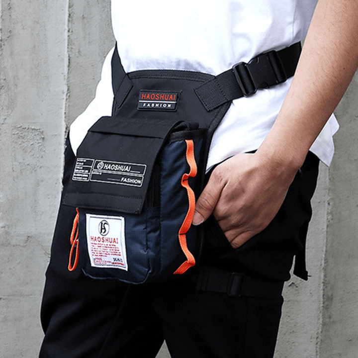 Men Women Nylon Drop Leg Bag Motorcycle Riding Sport Belt Waist Fanny Pack Crossbody Shoulder Bag - MRSLM