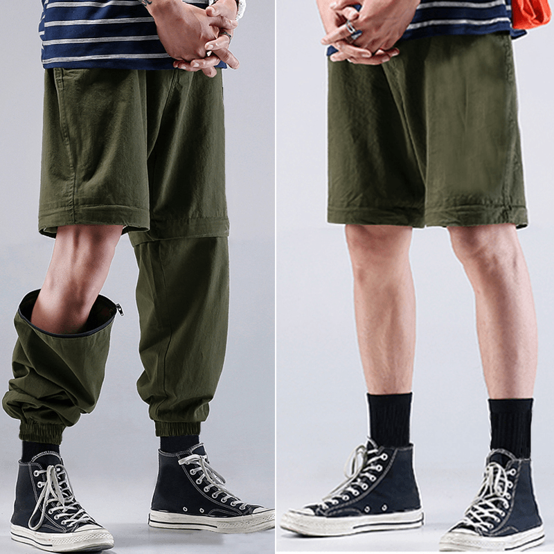 Mens Switchable Long Pants Shorts Fashion Cargo Trousers - MRSLM