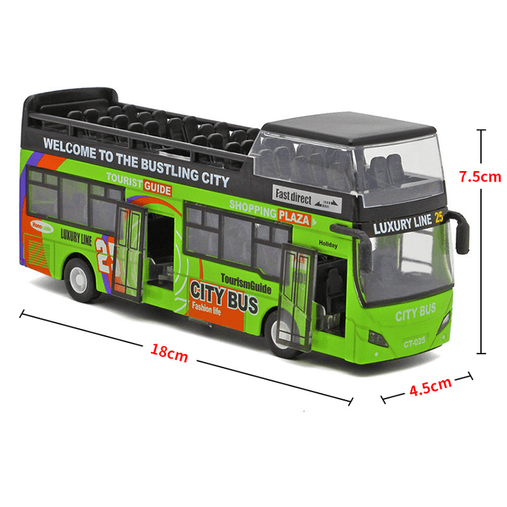 Urban Double-Decker Top Bus Bus Toy Sound and Light Pull Back Children'S Car - MRSLM