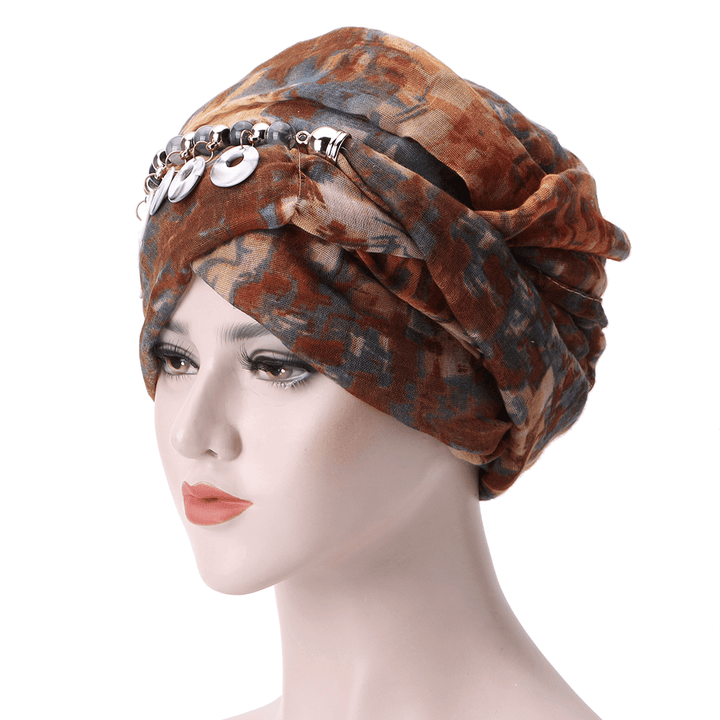 Women Bali Yarn Necklace Scarf Ethnic Tie Turban Cap Arab Wrap Scarf - MRSLM