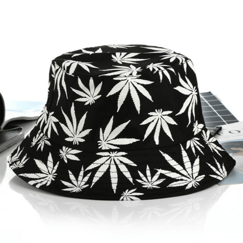 Hemp Leaf Fisherman Hat Cotton Maple Leaf Basin Hat Men and Women Fashion Fishing Hat Summer Outdoor Shade Sun Sat - MRSLM