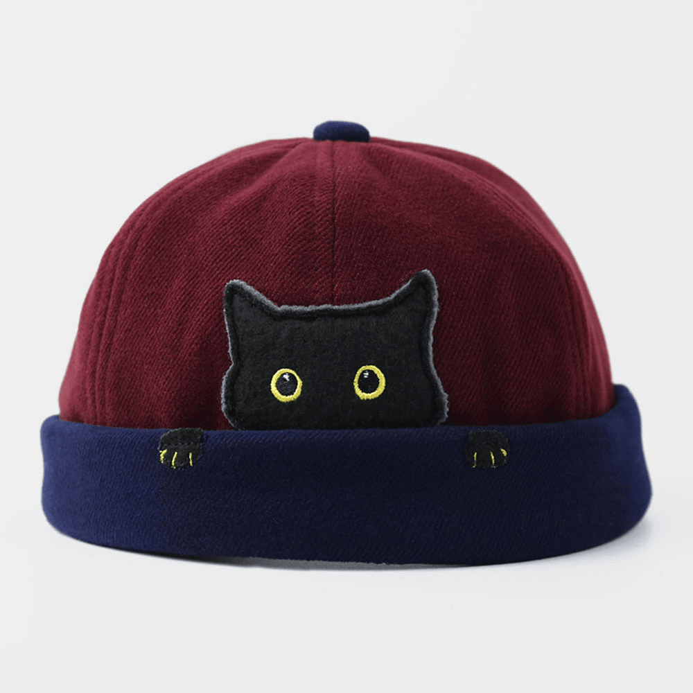 Men'S Landlord Hat Street Cat Pattern Melon Cap Innocent Standard Sailor Skull Caps Brimless Hats Beanie Hat - MRSLM