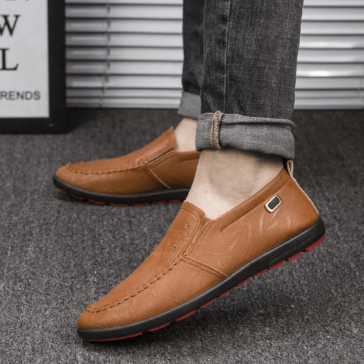 Menico Men Microfiber Leather Breathable Soft Sole Slip on Comfy Business Casual Shoes - MRSLM