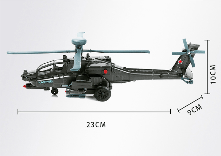 Apache Gunship Model Alloy Sound and Light Military AH-64D Aircraft - MRSLM