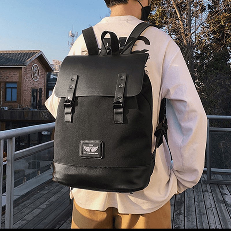 Men Vintage Wear-Resistant Large Capacity Faux Leather Casual Backpack - MRSLM