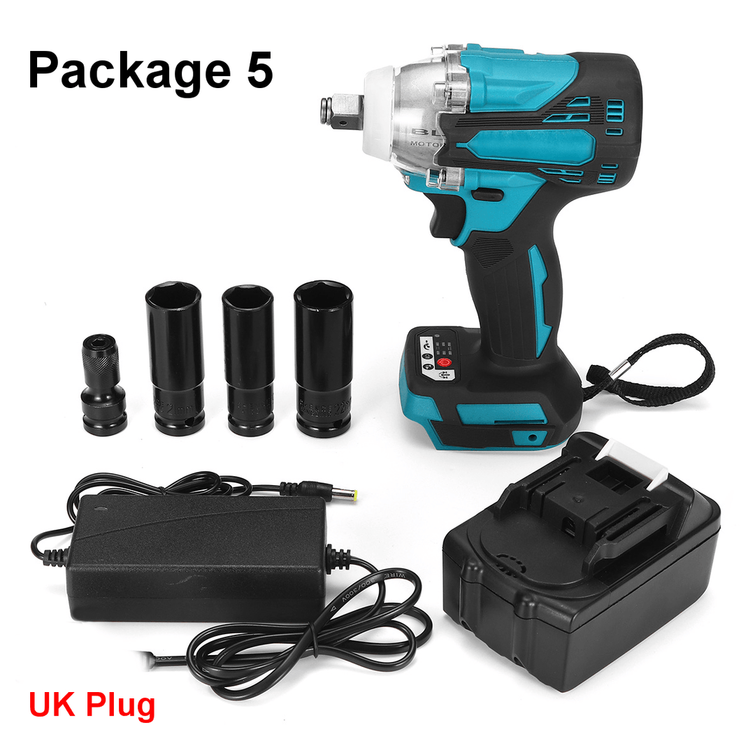 2 In1 18V 800N.M. Li-Ion Brushless Cordless Electric 1/2" Wrench 1/4" Screwdriver Drill - MRSLM