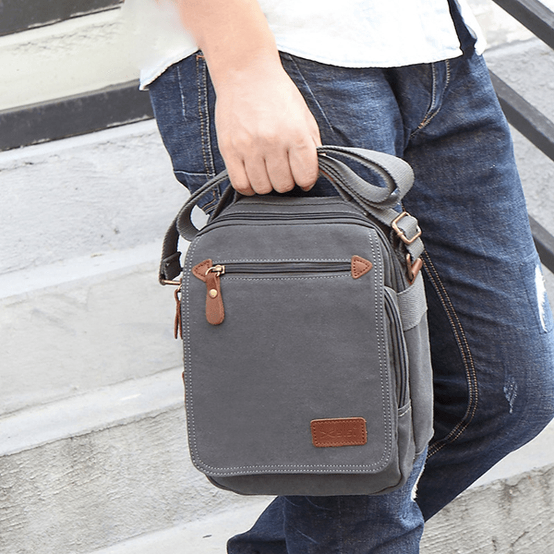 Men Canvas Handbag Ipad Bag Outdoor Crossbody Bag - MRSLM