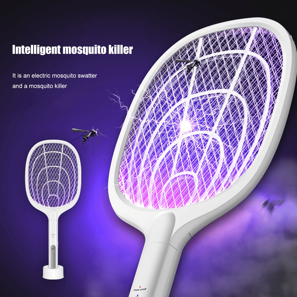 2 in 1 Portable Mosquitos Killer Pest Control 3000V Bug Racket Fly Swatter Safety Mosquito Killer Lamp for Indoor Outdoor - MRSLM