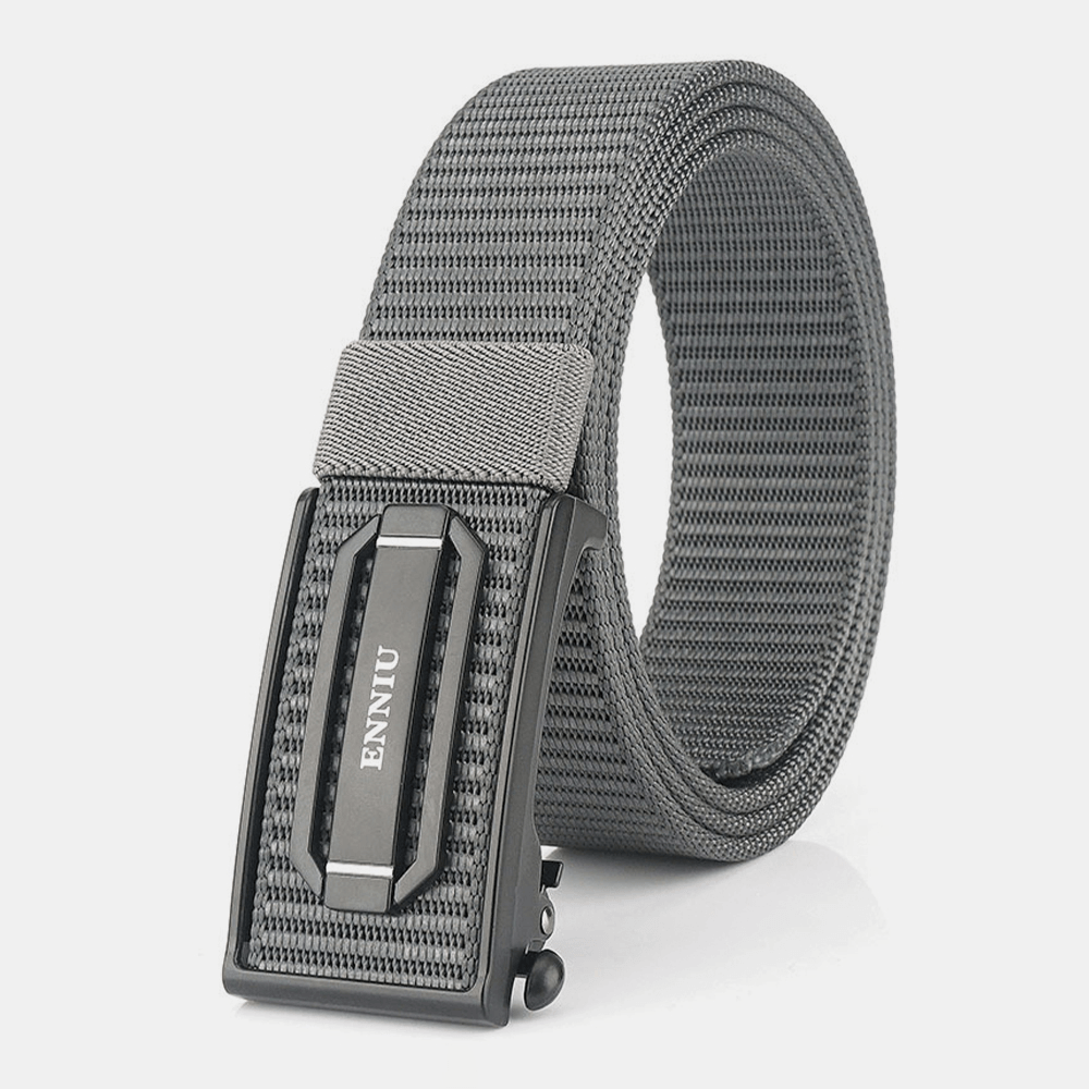 Men Nylon Braided 120Cm Rectangle Automatic Buckle Casual Wild Belts Training Tactical Belts - MRSLM