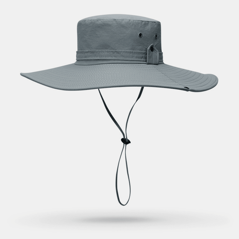 Men Wide Brim 12CM Outdoor Fishing Climbing UV Protection Sunshade Wear-Resistant Breathable Bucket Hat - MRSLM