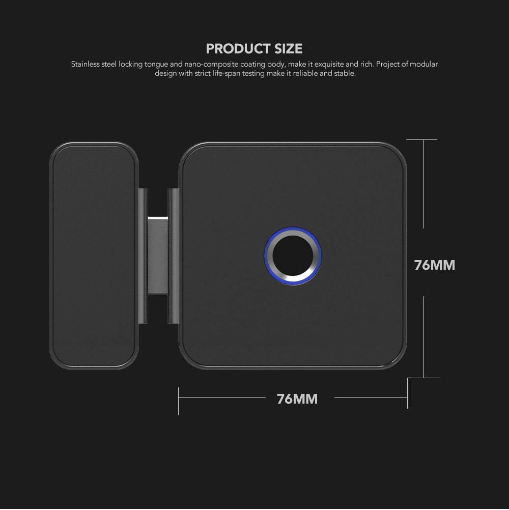 Sherlock Smart Lock Glass Door Lock Office Keyless Fingerprint Bluetooth APP Remote Control - MRSLM