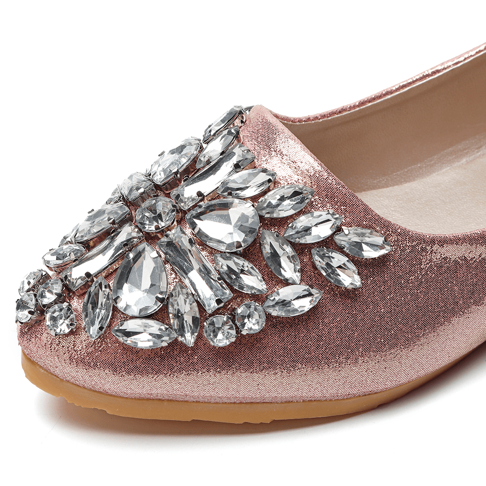 Women Sweet Rhinestone Ladies Lightweight Rhinestone Dressy Flats - MRSLM