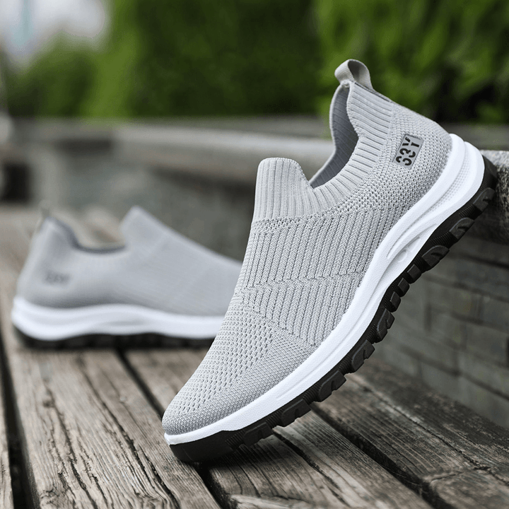 Men Breathable Fabric Non Slip Comfy Slip on Casual Walking Shoes - MRSLM