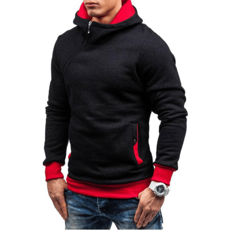 Men Zipper Dual Pockets Hooded Sweatshirt - MRSLM