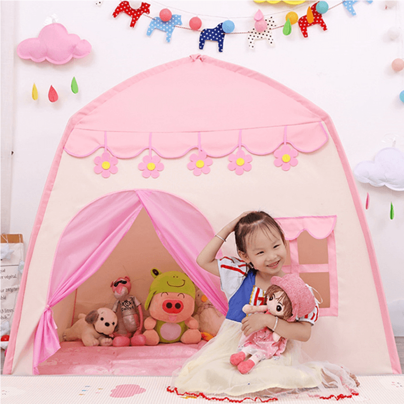 130CM Kids Folding Portable Tent Children Large Play House Girls Pink Princess Castle Child Room Decor Gifts - MRSLM