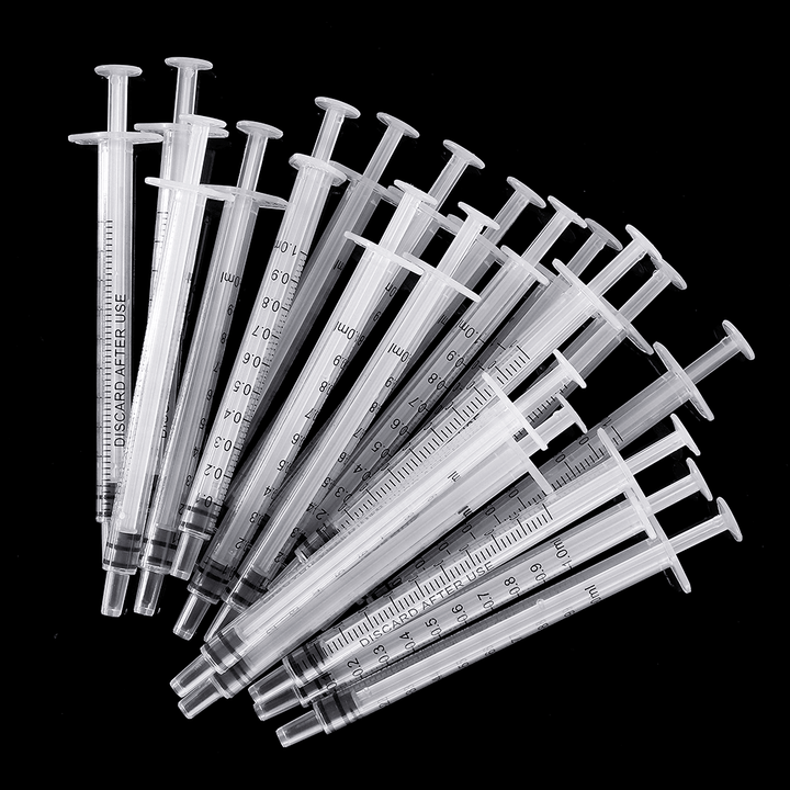 20Pcs/Set 1Ml Plastic Dispensing Syringe Injector No Needles 0.01Ml Graduation for Refilling and Measuring Liquids Industrial Glue Applicator - MRSLM