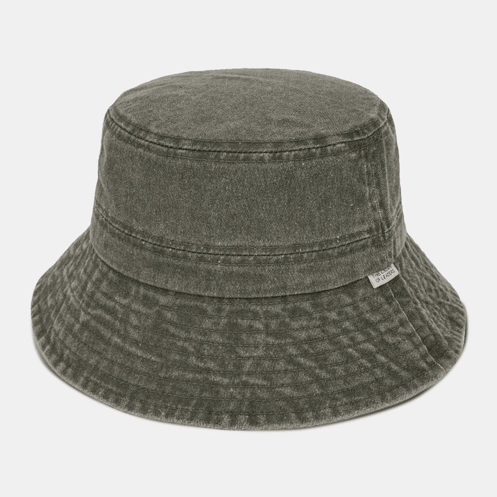 Unisex Washed Distressed Cotton Solid Color All-Match Sunshade Bucket Hat - MRSLM