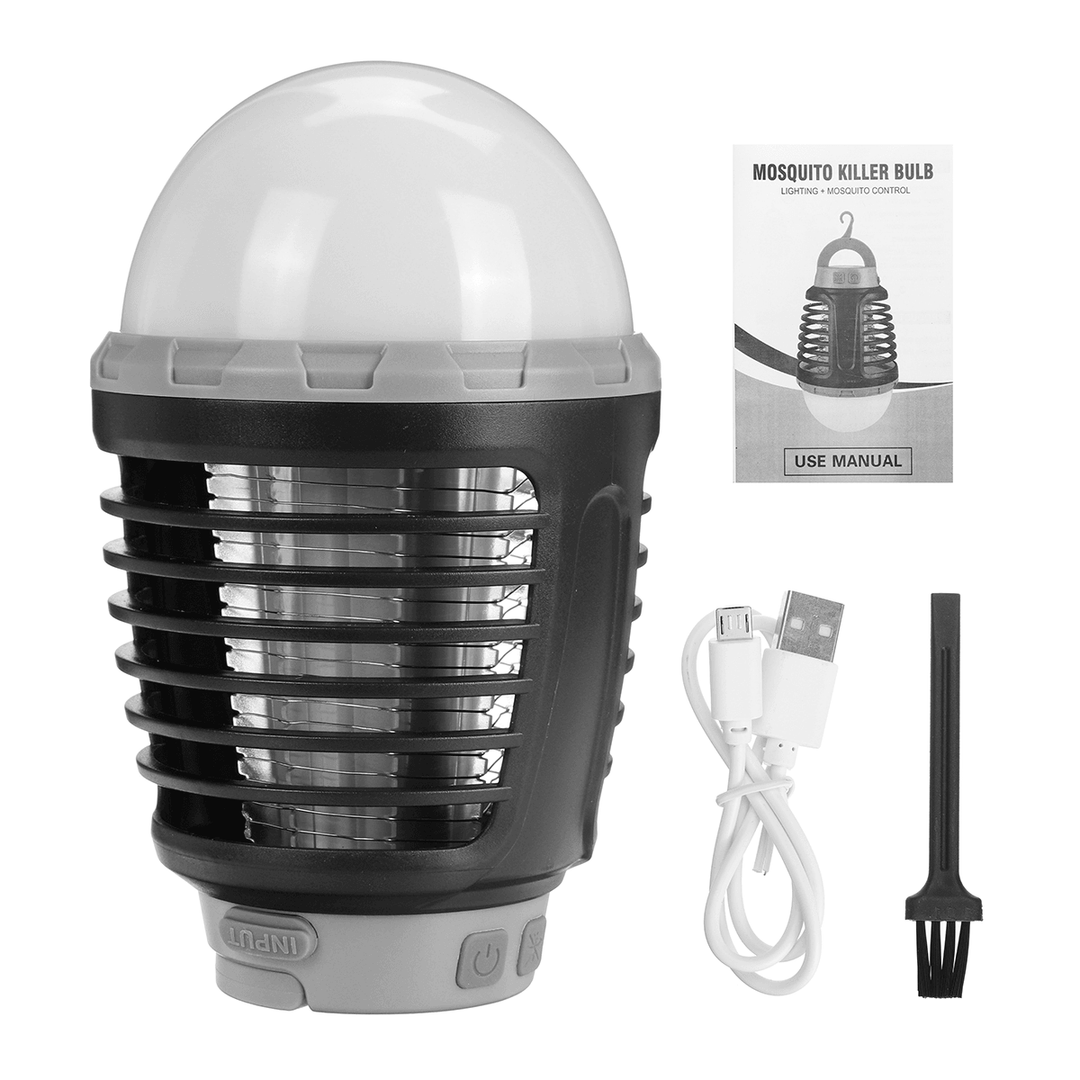 70 Lumens 2-In-1 LED Zapper Light Bulbs Mosquito Killer Lamp 4 Modes USB Rechargeable Hook Hanging Camping Light - MRSLM