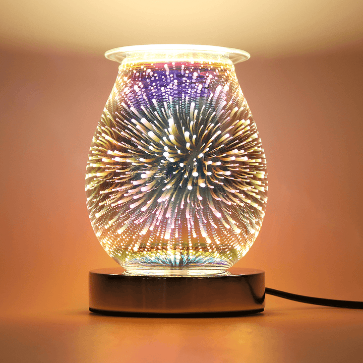 Aromatherapy Lamp with 3D Firework Effect Night Lamp Burner Aromatherapy Decorative Lamp for Home Bedroom Living Room Decoration - MRSLM