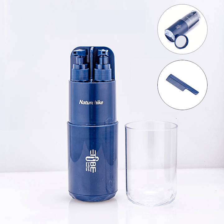 Naturehike 5 Pcs Washing Set Sub-Bottle Wash Cup Mirror Comb Protable Travel Camping Cleaning Supplies - MRSLM