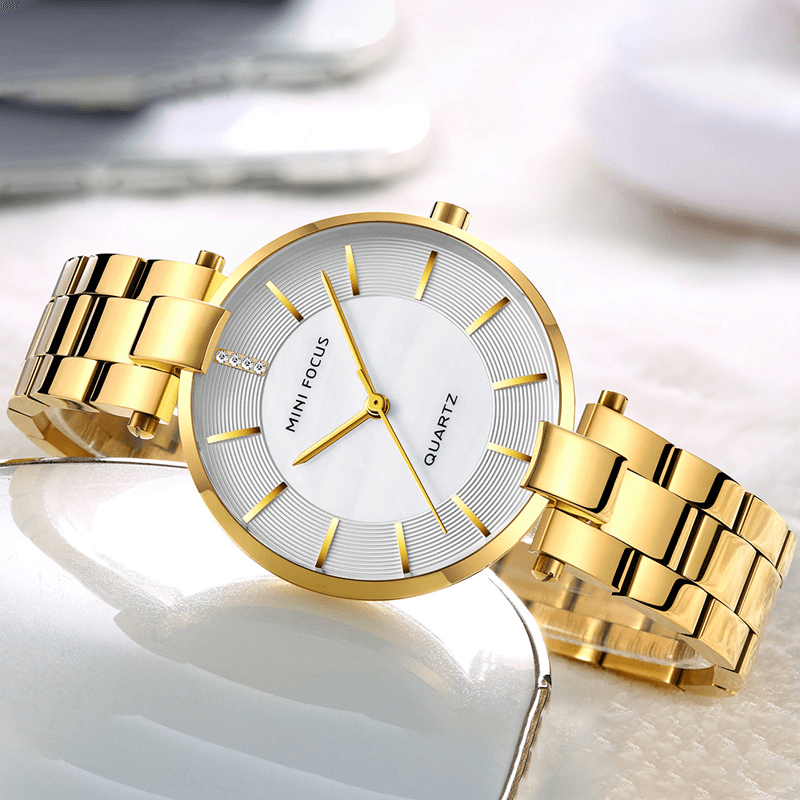 MINI FOCUS MF0224L Elegant Dress Analog Clock Metal Strap Fashion Women Watch Quartz Watch - MRSLM