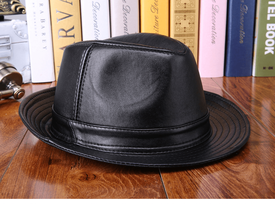 Sheep Skin Big Brim Hat Leather Top - MRSLM