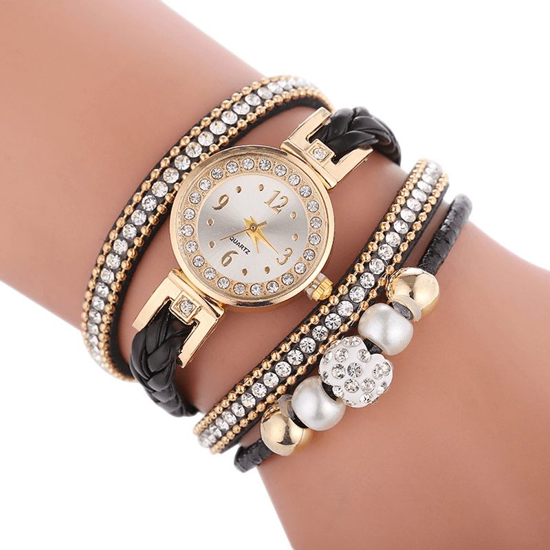 Fashion Circle Bracelet Diamond Simple Dial Ladies Dress Women Quartz Watch - MRSLM