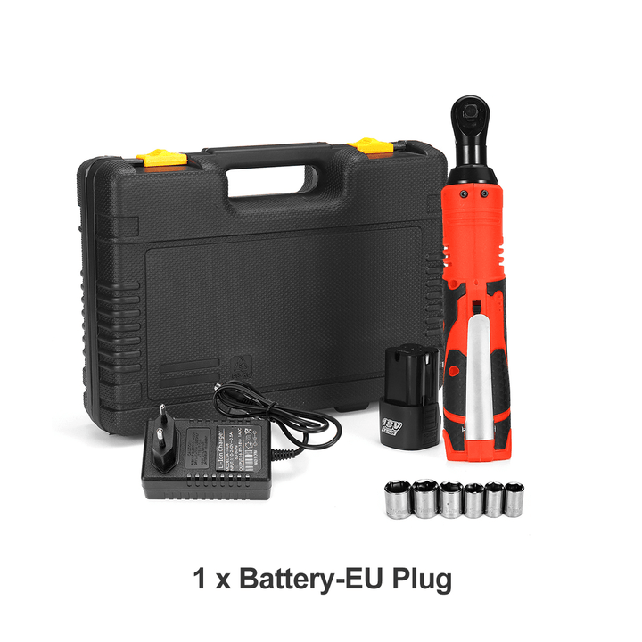 18V 100N.M 3/8" Cordless Ratchet Wrench Electric Ratchet Wrench Kit W/ Charger & 1/2Pcs Battery - MRSLM