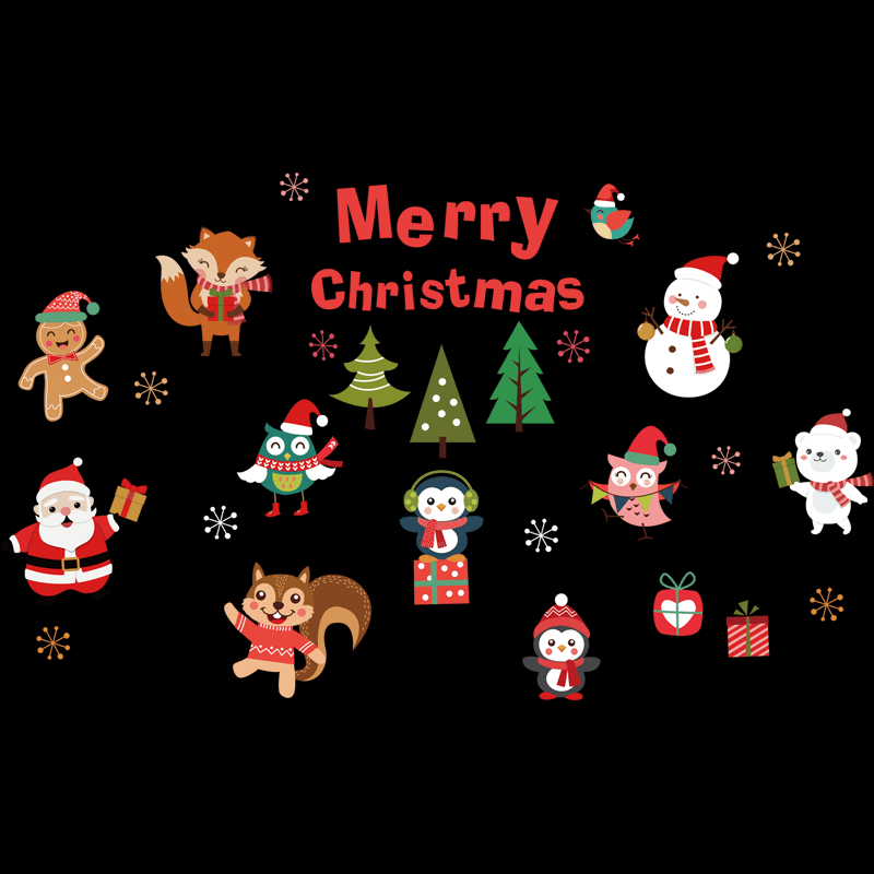 Miico SK6038 Christmas Sticker Novetly Cartoon Wall Stickers for Kids Room Decoration Christmas Party - MRSLM