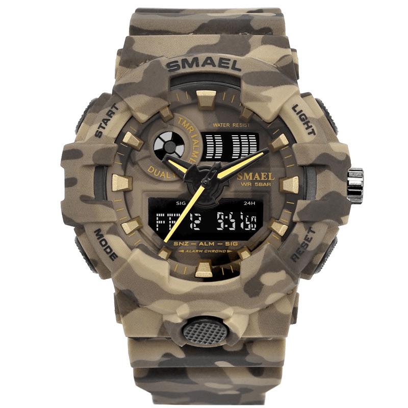 SMAEL 8001 Digital Watch Camouflage Militray Dual Display Men Sports Outdoor Wrist Watch - MRSLM