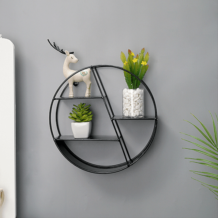 Wall Mounted Metal Hanging Storage Shelves Display Rack Organizer Home Decor - MRSLM