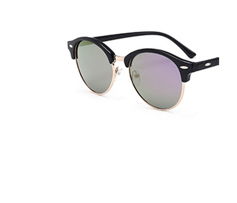 Metal Half Frame round Color Film Sunglasses - MRSLM