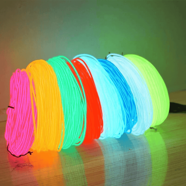 6Mm EL Wire LED Neon Light Flexible Light Strip LED Rope Tube Sewable Tagled Lamp for Home Dance Party Car Decor - MRSLM