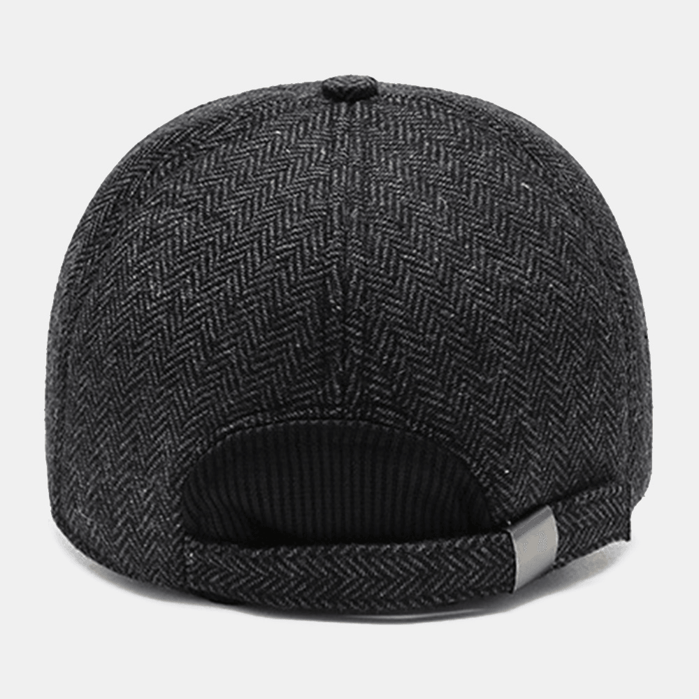 Men Metal Label Autumn Winter Thicken Warm Baseball Cap Outdoor Ear Protection Windproof Cool Protection Peaked Cap - MRSLM