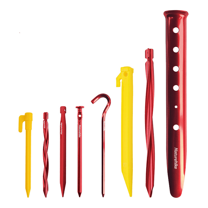 Naturehike NH17D026-D 8Pcs V Shape Tent Pegs 7001 Aluminium Alloy Nails Camping Stake Accessories - MRSLM