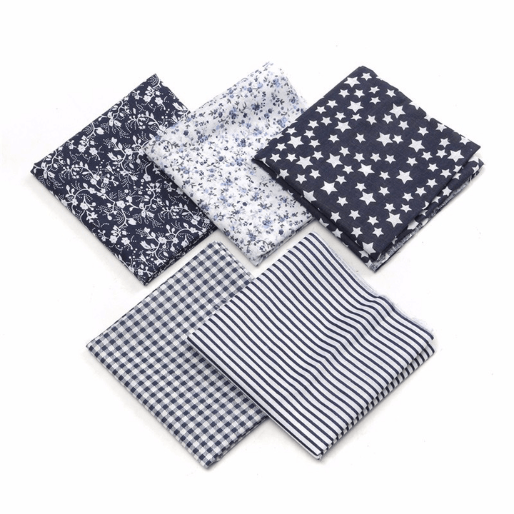 5Pcs/Set 19.7'' Series Fabric Cotton Bundles Fat Quarters Polycotton Material Florals Gingham Spots Non Woven Fabric - MRSLM