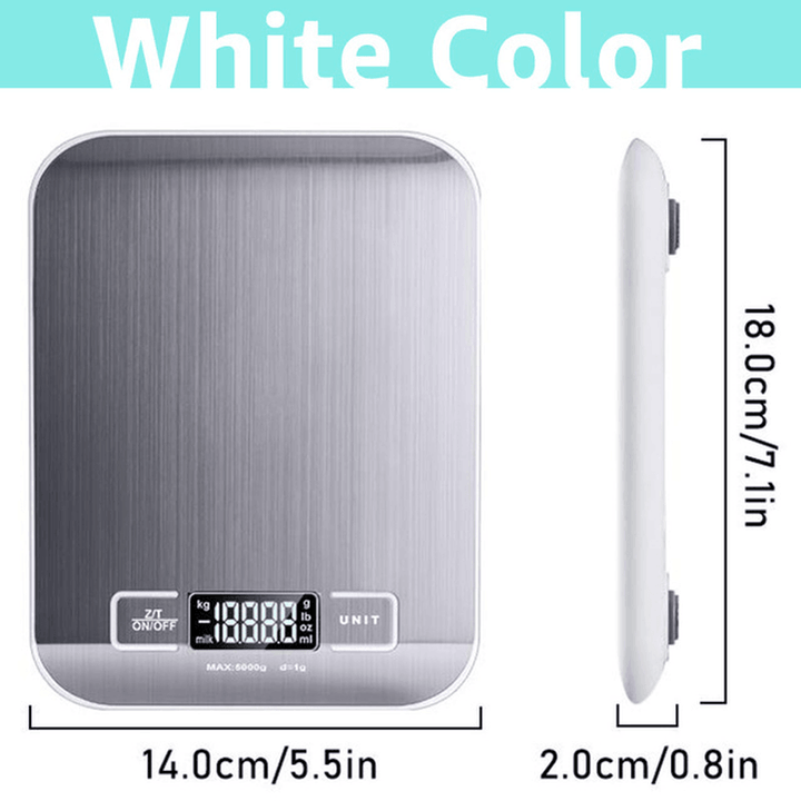 5/10Kg Digital Multi-Function Food Kitchen Scale Stainless Steel Fingerprint-Proof Finish Platform with LCD Display Baking Scale for Cooking Baking - MRSLM