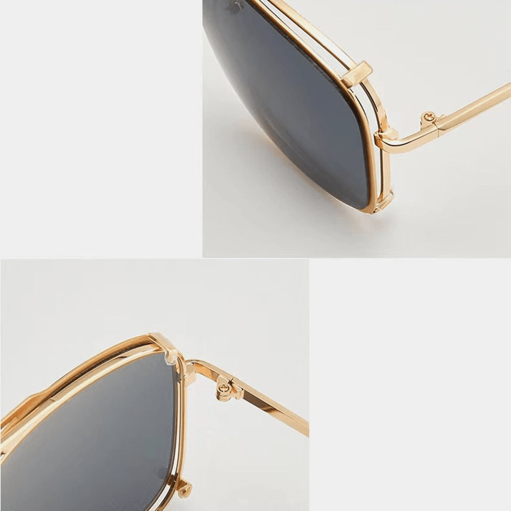Unisex Gradient Big Frame Double Bridge UV Protection Fashion Sunglasses - MRSLM
